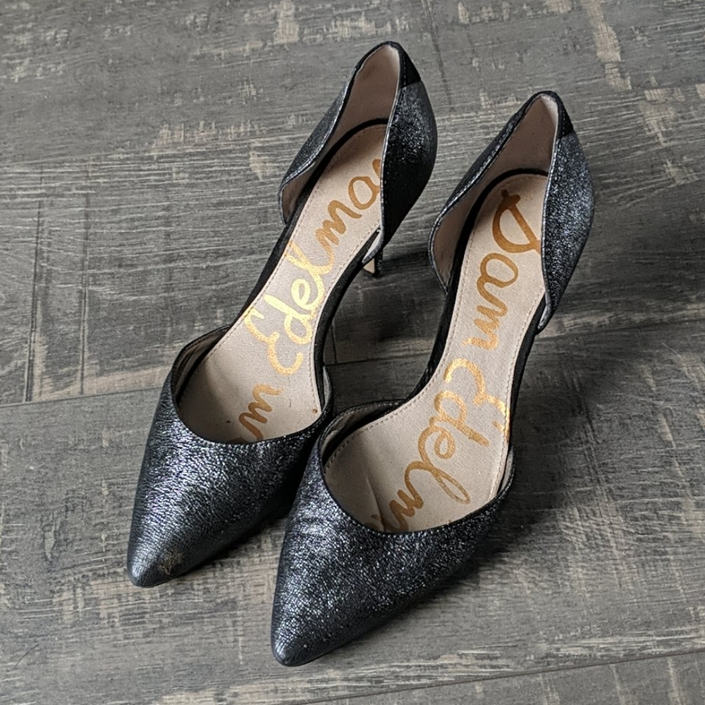 Sam Edelman Opal Pewter Gray d'Orsay Leather Heels